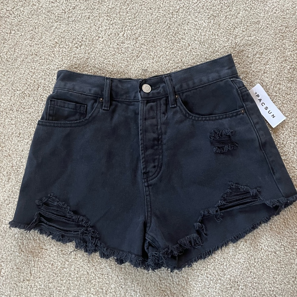 PacSun Black Distressed Jean Shorts High-Waisted